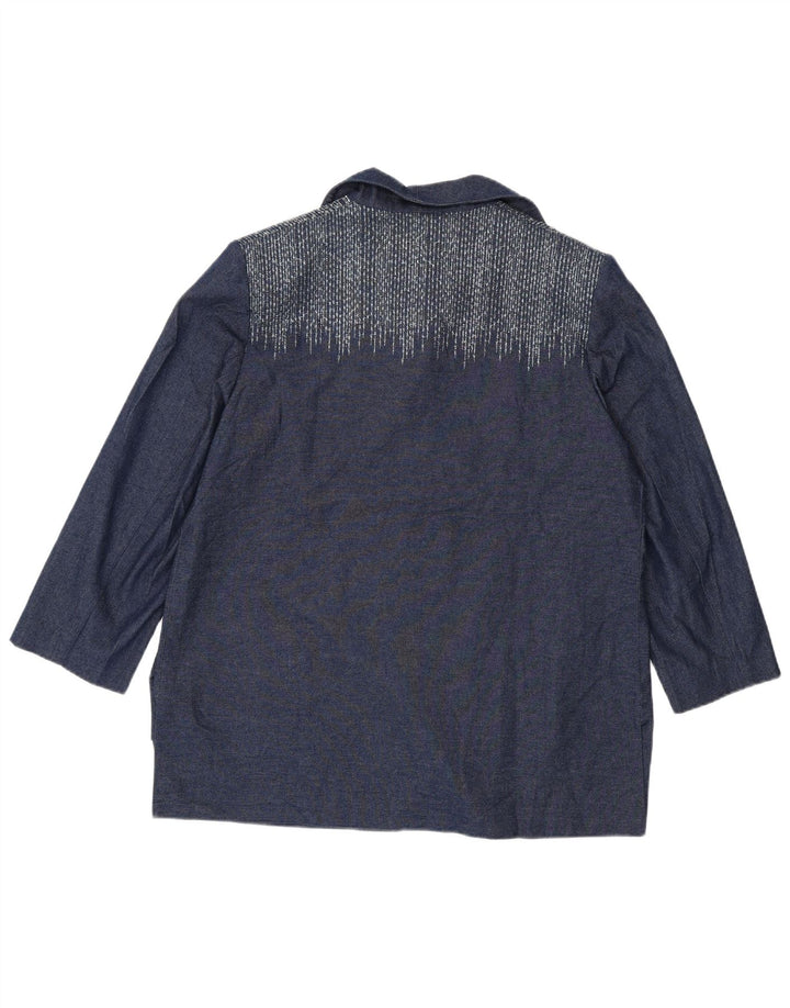 Damska marynarka Ungaro z rękawem 3/4 i 4 guzikami, UK 16, duża granatowa