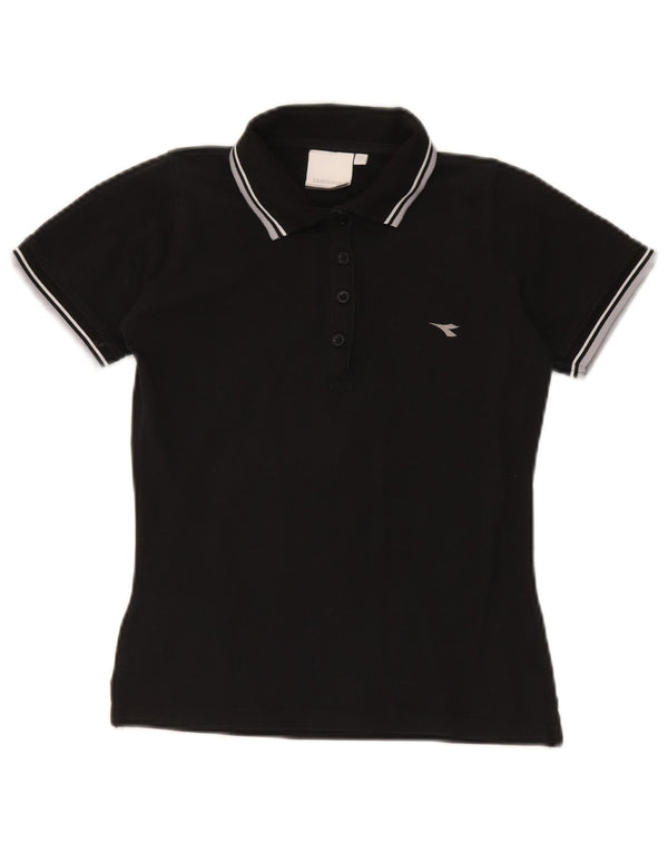 Damska koszulka polo Diadora UK 10, mała, czarna, bawełniana
