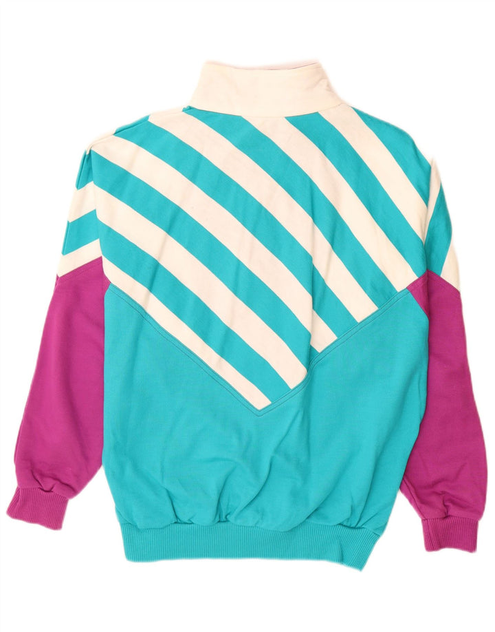 Damska bluza z grafiką w stylu vintage, UK 12, średni niebieski, blok kolorów