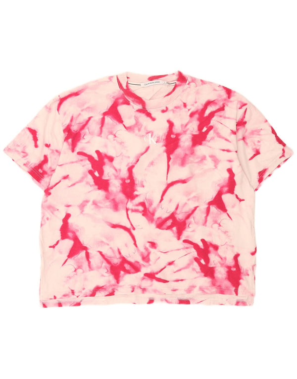 Damska koszulka graficzna Calvin Klein Jeans Top UK 14 Medium Pink Tie Dye
