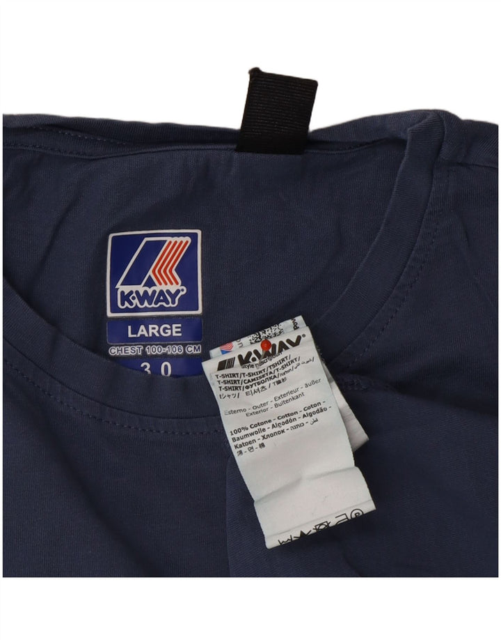 K-WAY Mens T-Shirt Top Large Navy Blue Cotton