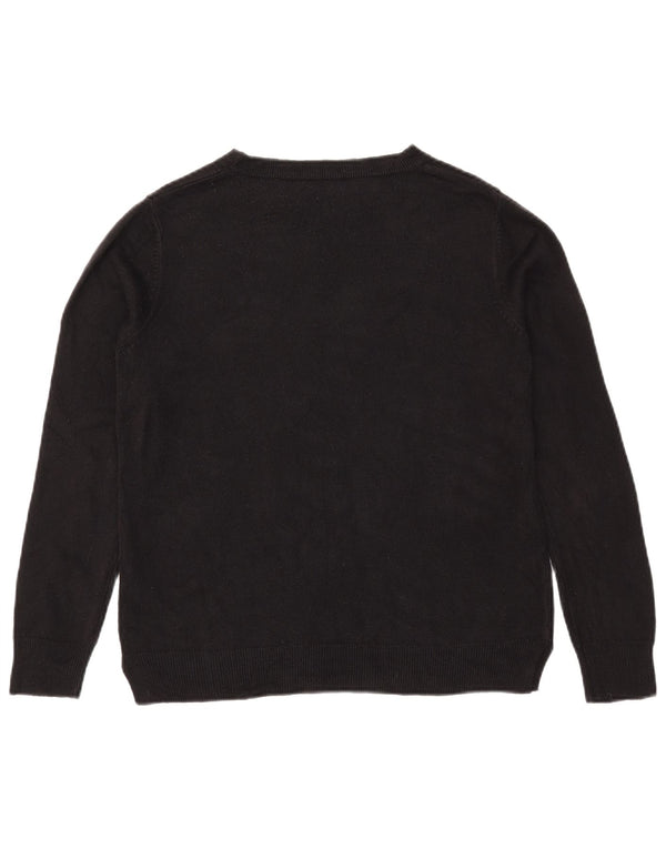 MARKS & SPENCER Damski sweter z dekoltem w łódkę UK 14, duży, czarny akryl