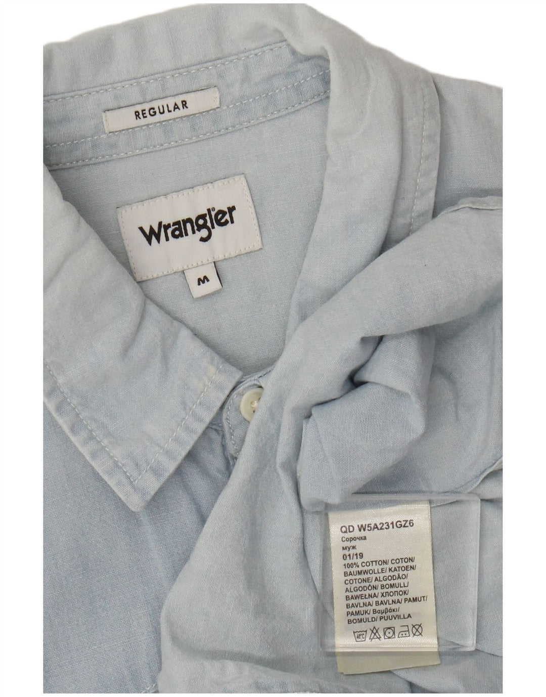 Koszula męska Wrangler Regular, bawełniana, w kolorze średnioniebieskim