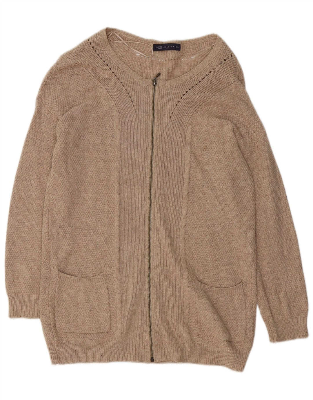 Marks & Spencer Damski sweter oversize z długim rękawem, UK 8, mały beż