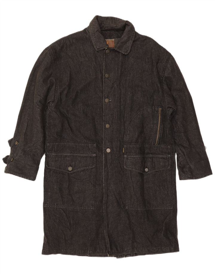 Męski płaszcz dżinsowy Trussardi UK 40, duży, granatowy, bawełniany