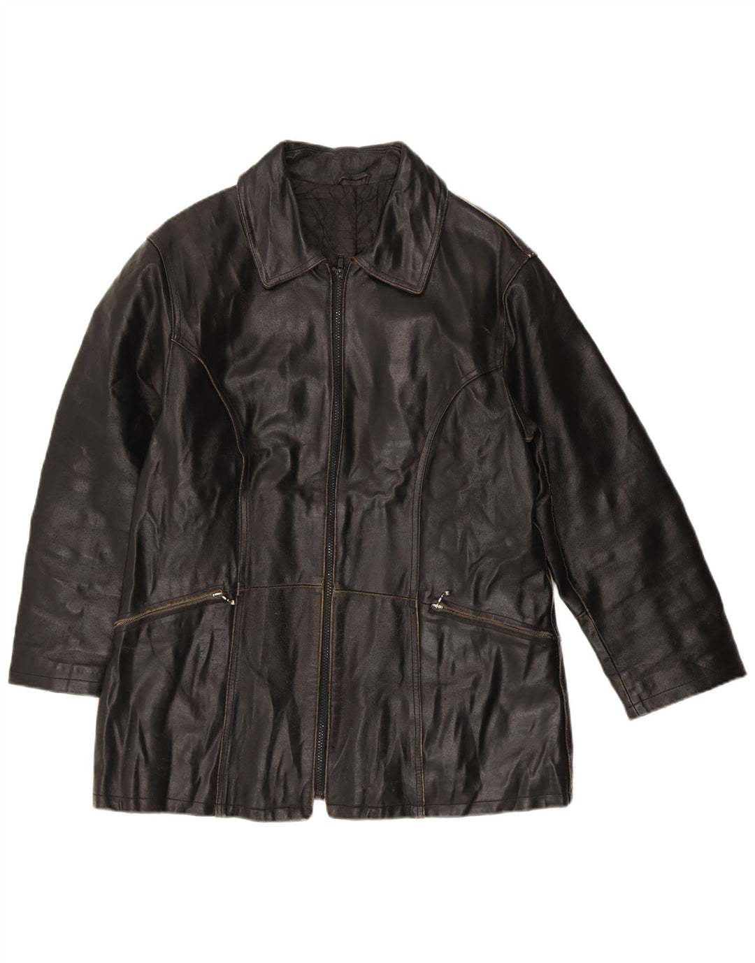 Kurtka skórzana damska VINTAGE IT 42 Średnia czarna skóra