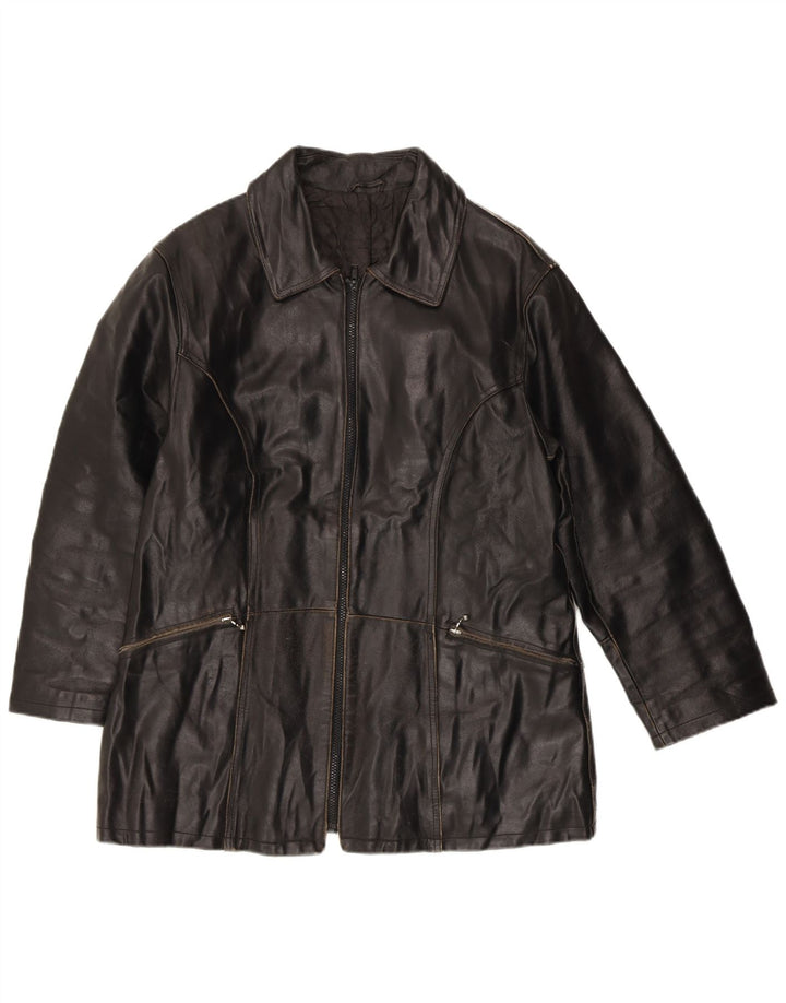 Kurtka skórzana damska VINTAGE IT 42 Średnia czarna skóra