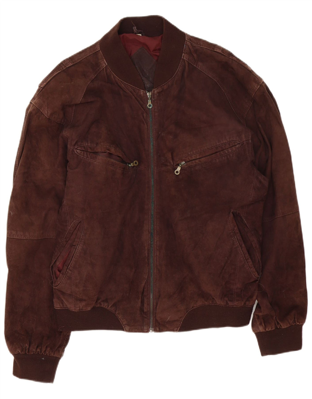 Vintage męska zamszowa kurtka bomber UK 42 XL brązowa skóra