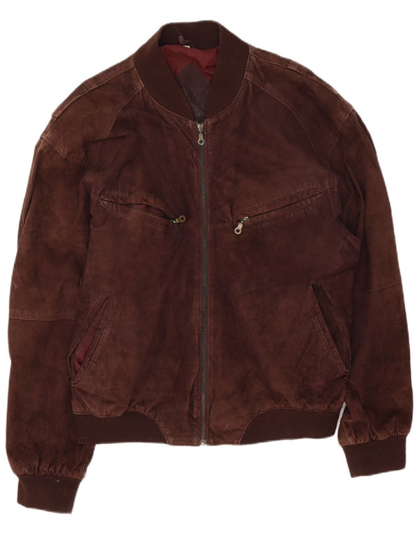 Vintage męska zamszowa kurtka bomber UK 42 XL brązowa skóra