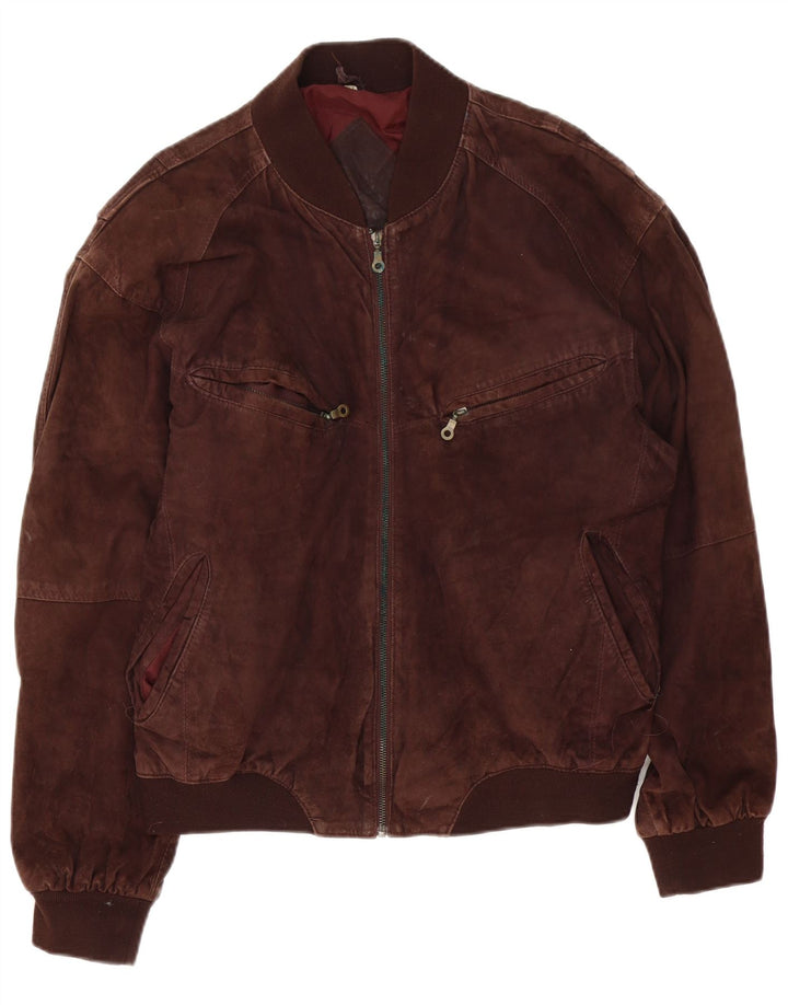 Vintage męska zamszowa kurtka bomber UK 42 XL brązowa skóra