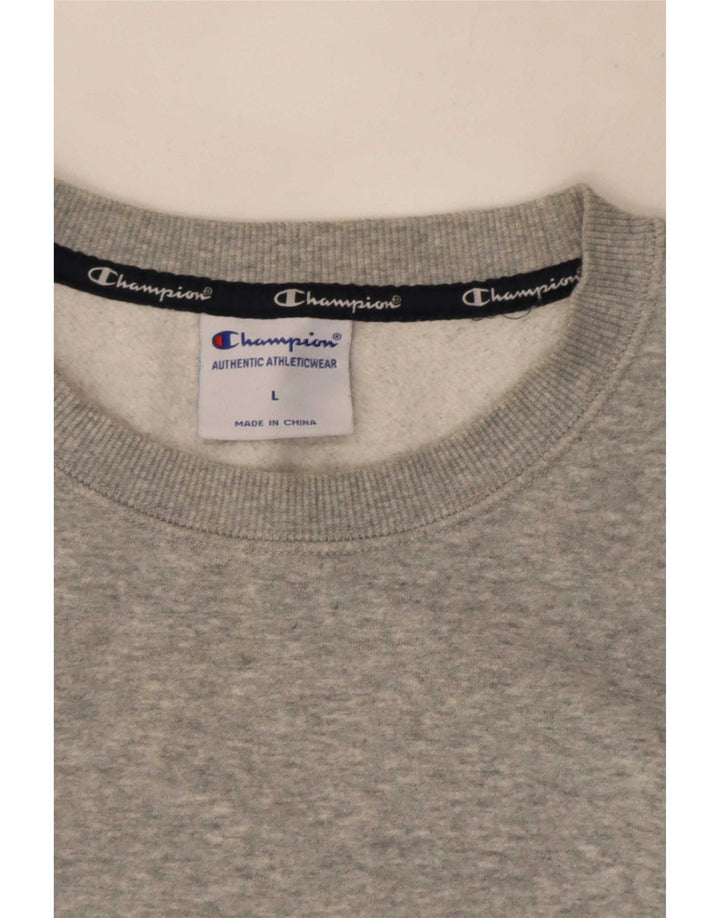 Męska bluza Champion z grafiką, duża, szara, nakrapiana bawełna