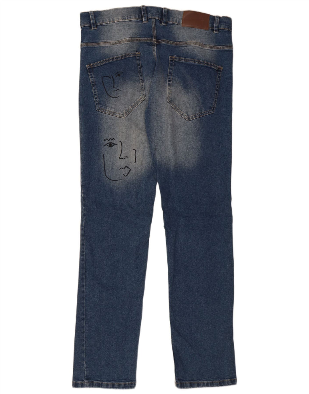 Damskie jeansy slim z grafiką FRENCH CONNECTION W32 L32 Niebieska bawełna