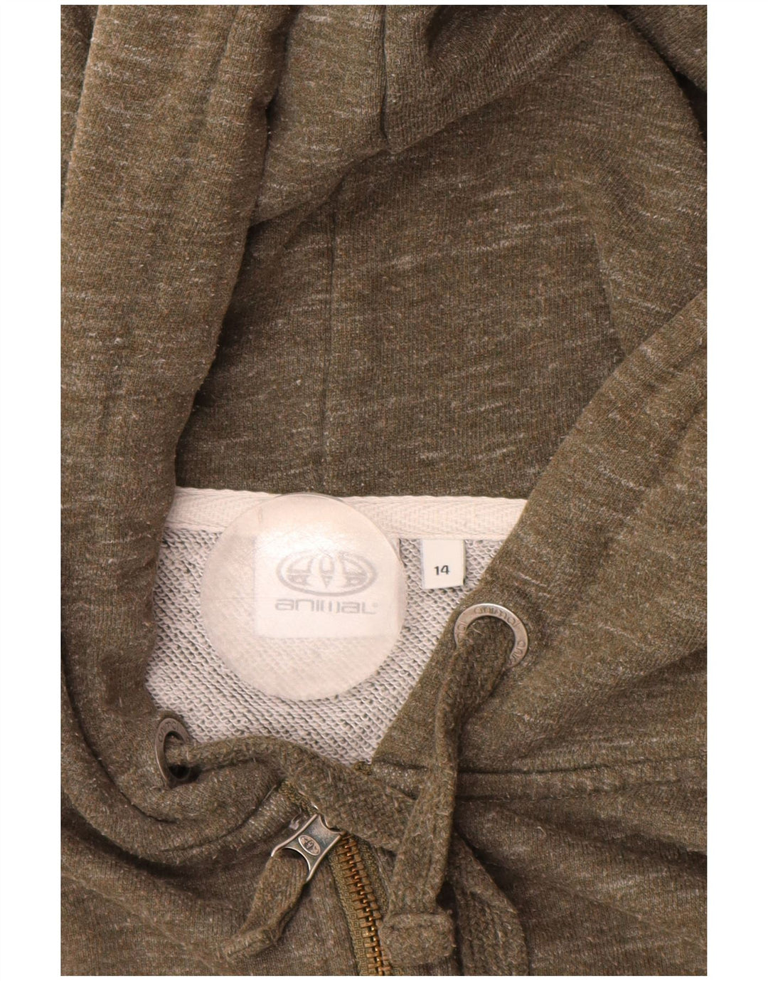 Damski sweter z kapturem i zamkiem ANIMAL UK 14, duża bawełna w kolorze khaki