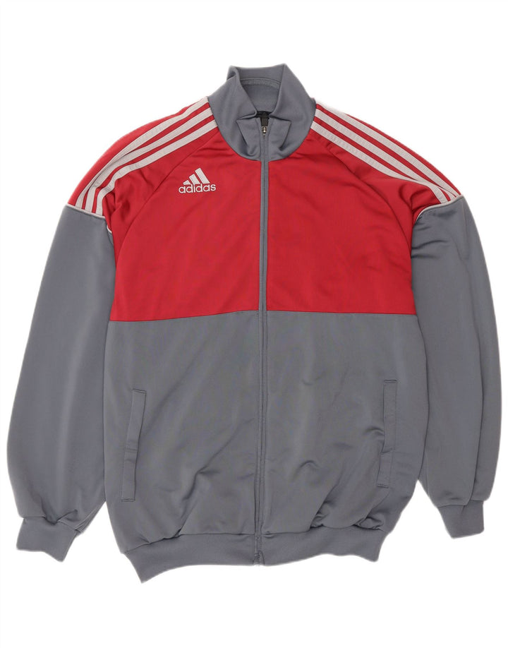Męska bluza dresowa Adidas UK 38/40 Średni szary poliester z blokami kolorów