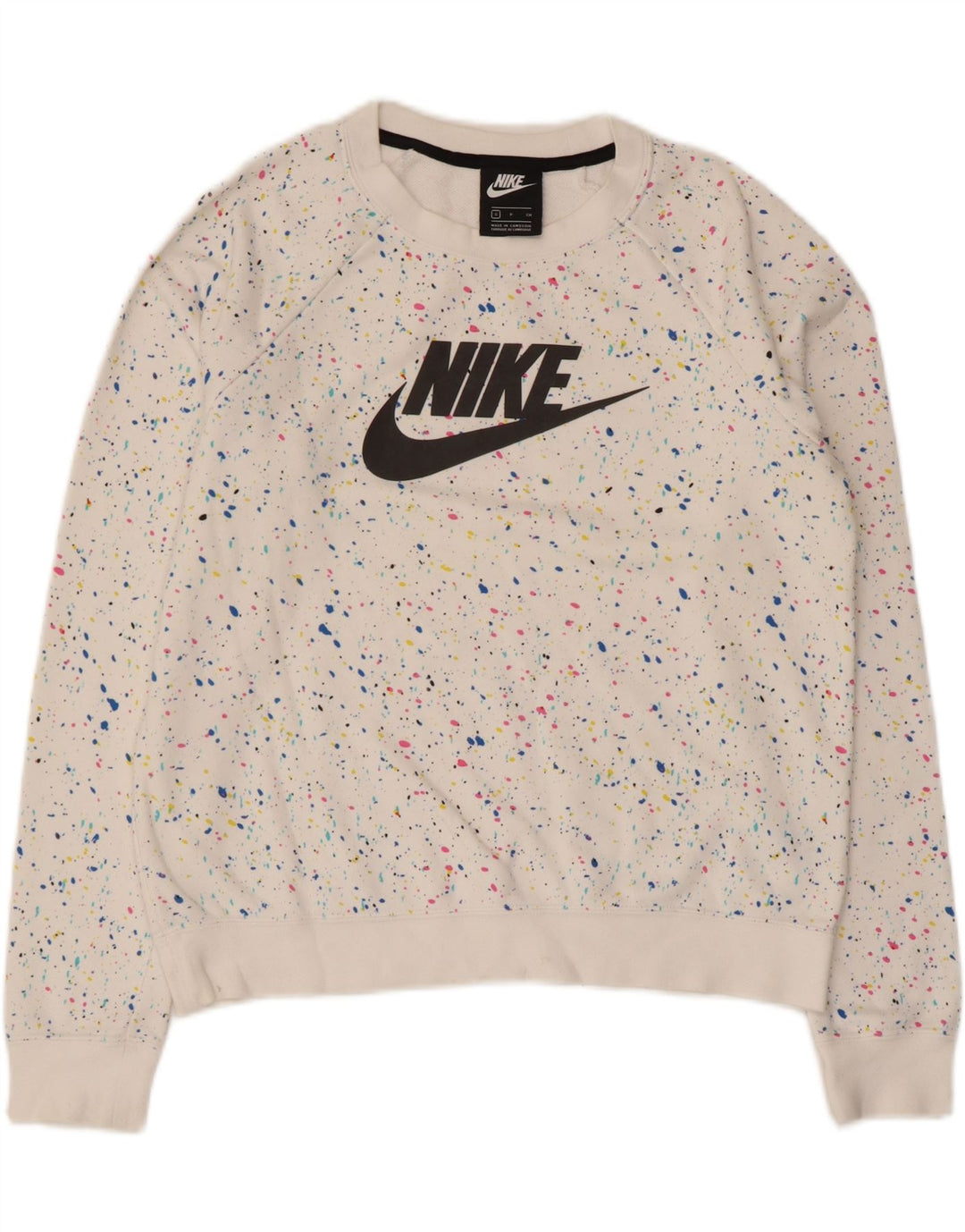 Damska bluza dresowa Nike Graphic Oversize UK 10, mała, biała w cętki