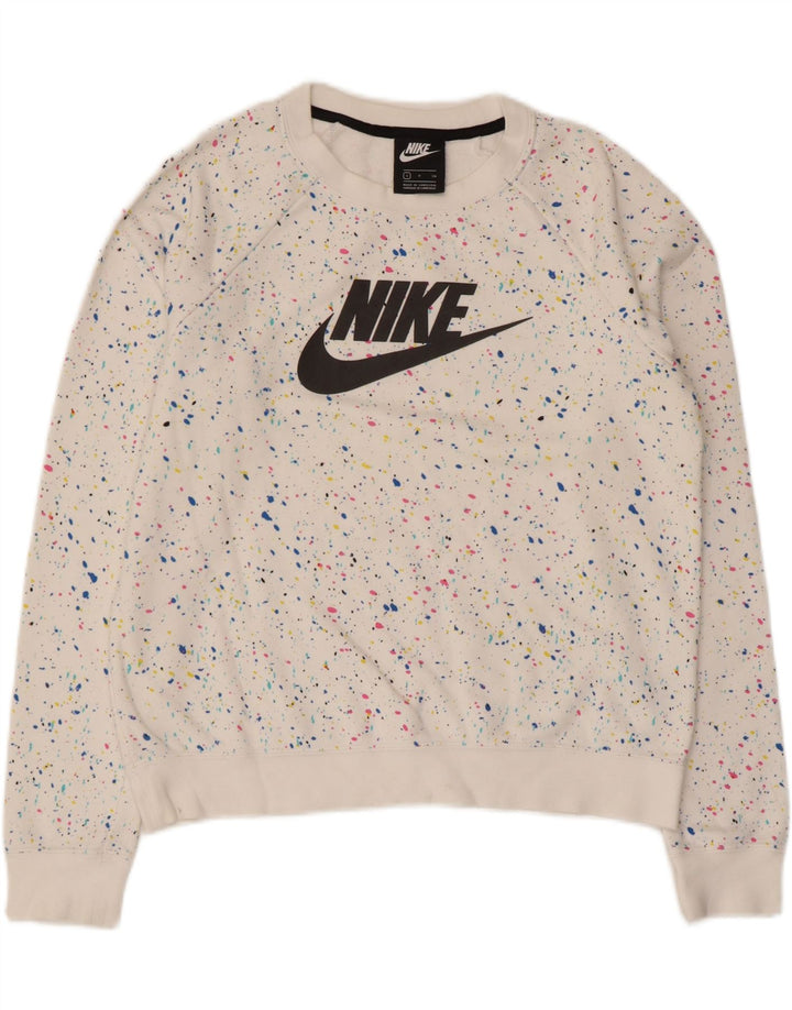 Damska bluza dresowa Nike Graphic Oversize UK 10, mała, biała w cętki