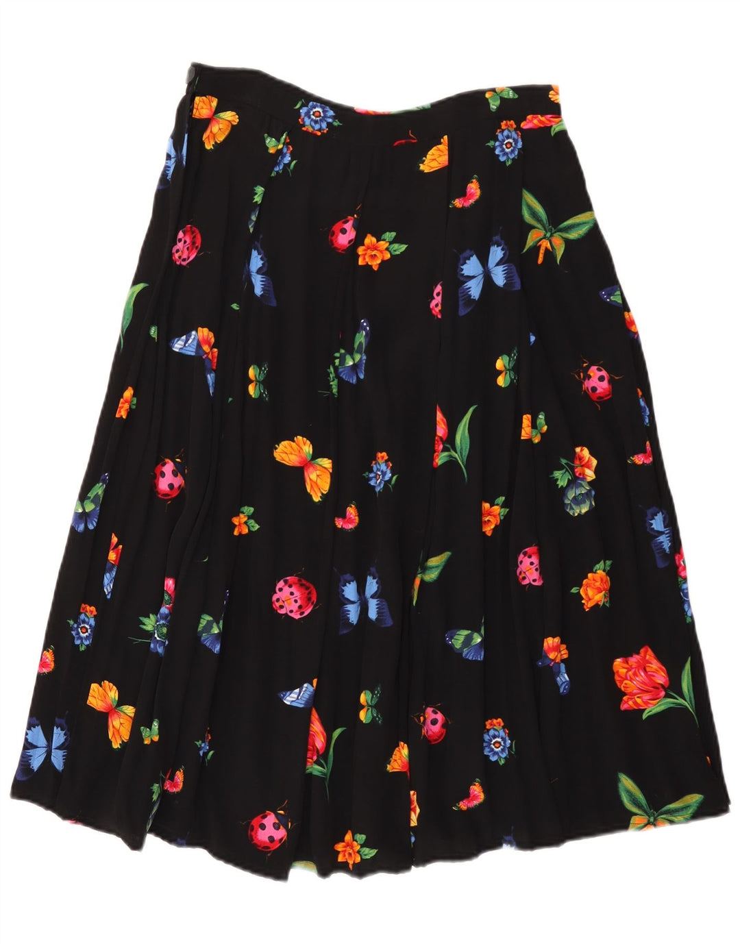 Vintage damska spódnica w kształcie litery A W30 średni czarny kwiatowy
