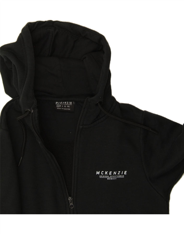 MCKENZY Mens Zip Hoodie Sweater Small Black Cotton Vintage McKenzy and Second-Hand McKenzy from Messina Hembry 
