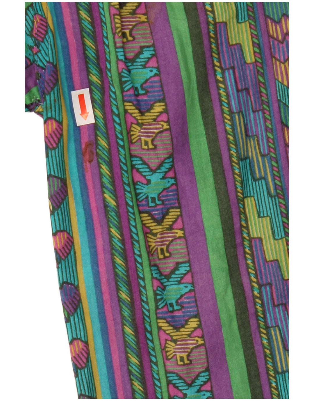 Koszula męska z krótkim rękawem w stylu vintage, średnia, wielobarwna, geometryczna bawełna