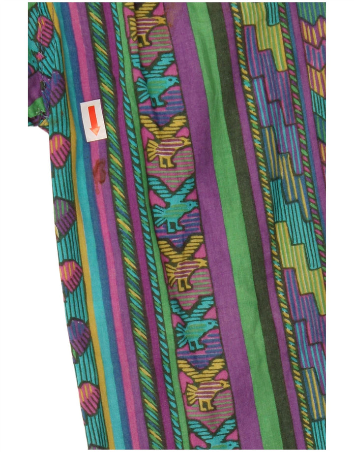 Koszula męska z krótkim rękawem w stylu vintage, średnia, wielobarwna, geometryczna bawełna