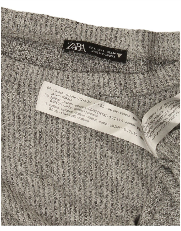 Damski sweter ZARA Crop Boat Neck Sweter UK 14 Large Szara Wiskoza