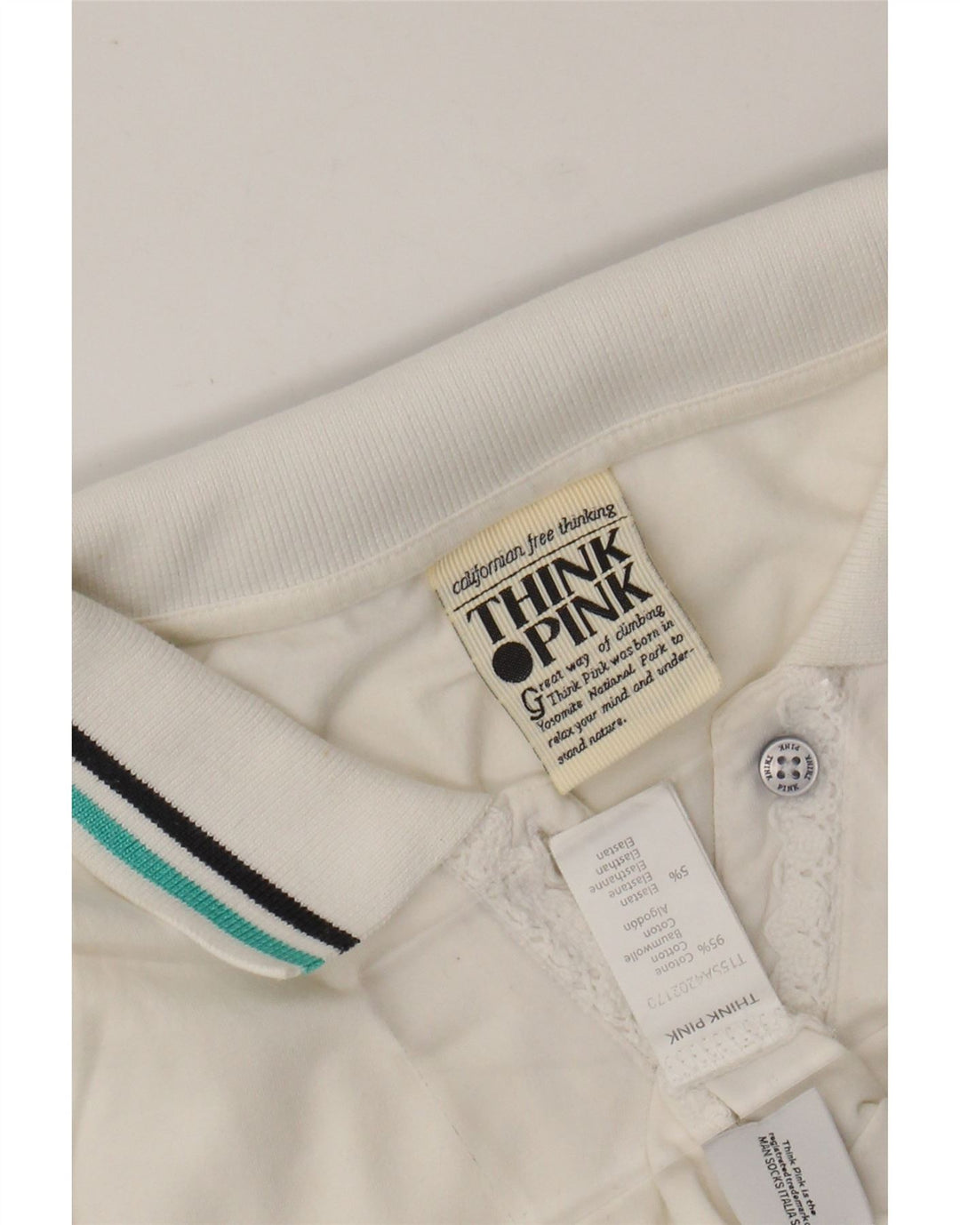 Damska graficzna koszulka polo THINK PINK UK 8, mała, biała, bawełniana