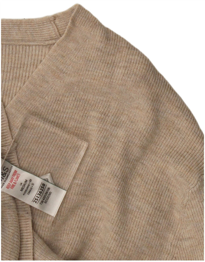 Sweter damski Marks & Spencer z dekoltem w kształcie litery V, UK 14, średni beż, wiskoza