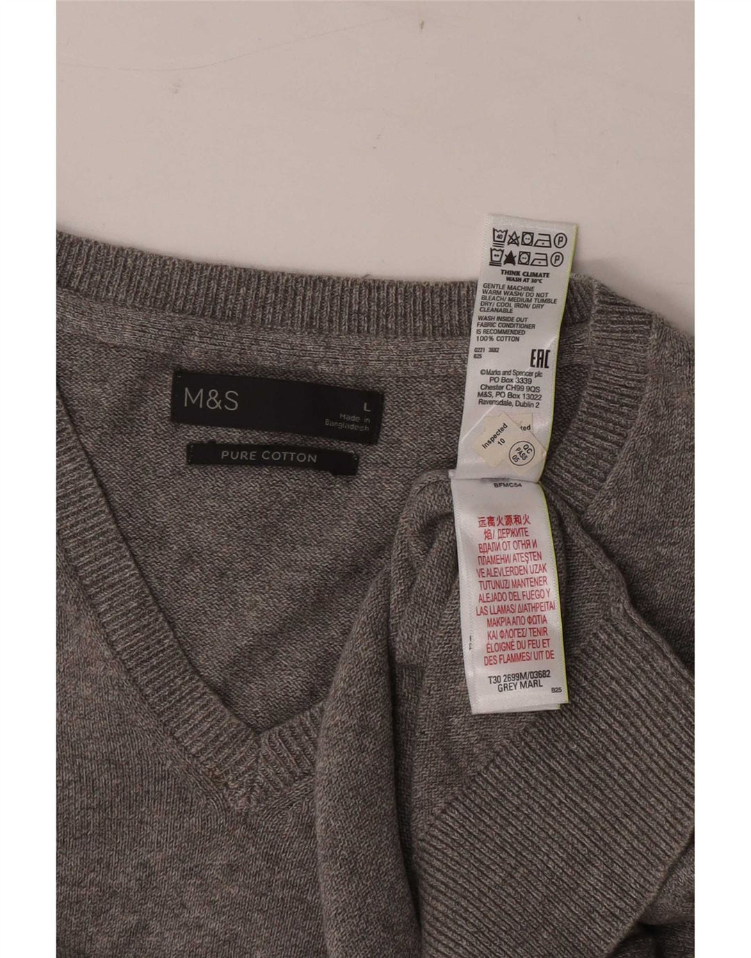Marks & Spencer Męski podkoszulek z kamizelką, duży, szary, bawełniany