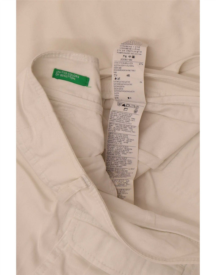 Spodnie damskie Benetton Bootcut IT 44 Medium W32 L32 Biała bawełna