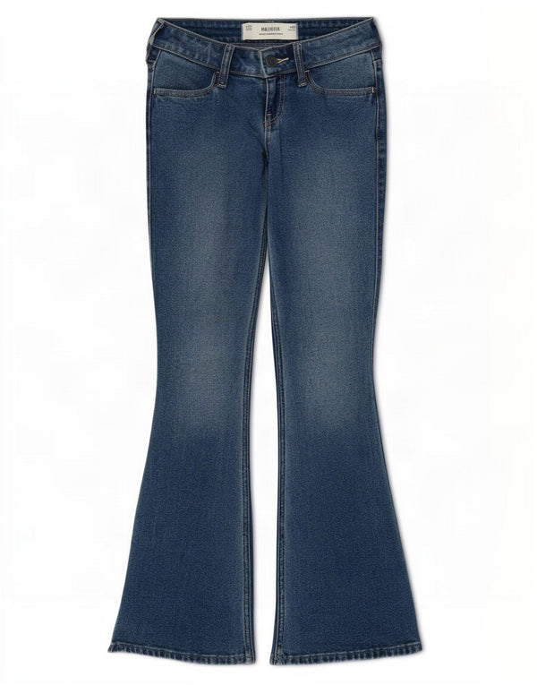 Damskie jeansy Hollister Super Low Flared US 00 2XS W23 L31 Niebieskie bawełniane