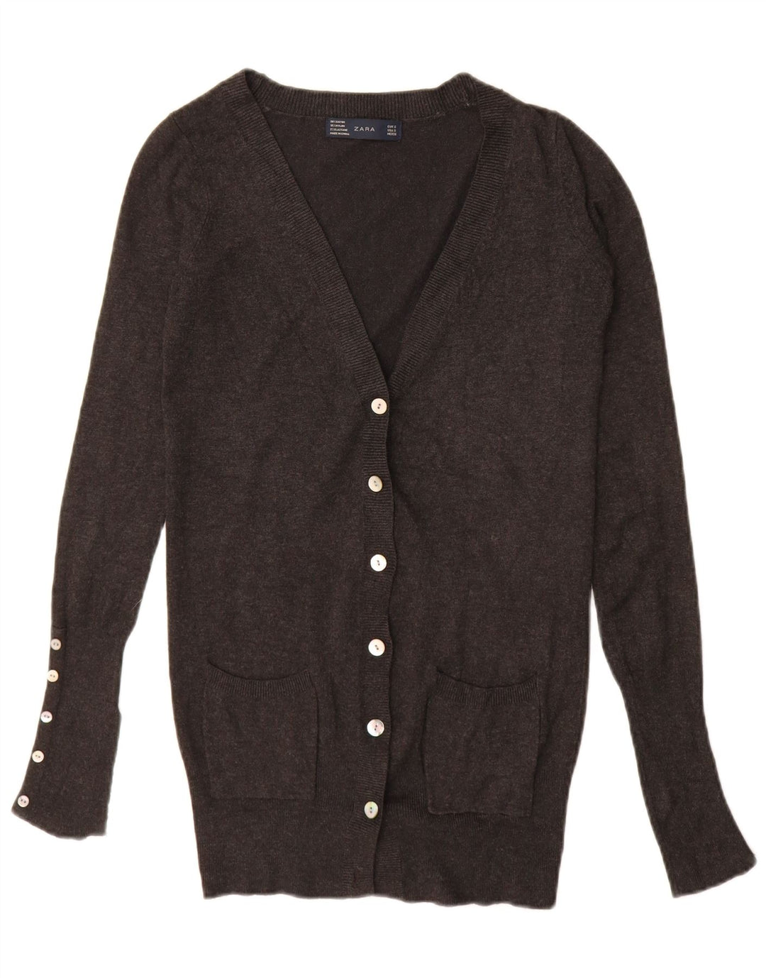 Damski sweter o przedłużonym fasonie ZARA UK 10 Small Grey Rayon