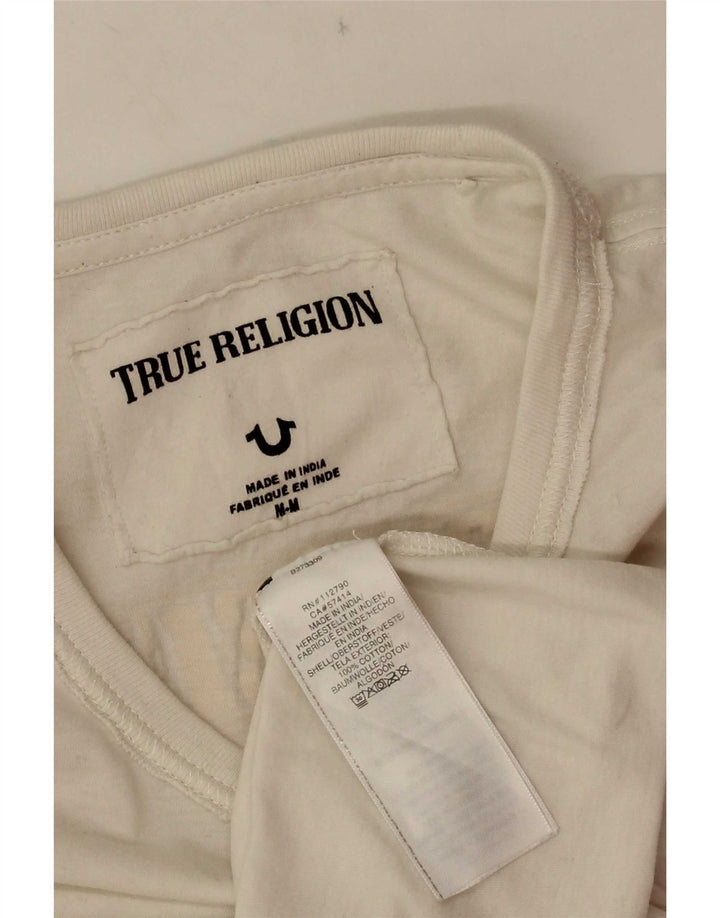Męska koszulka z grafiką True Religion, średnia, biała bawełna