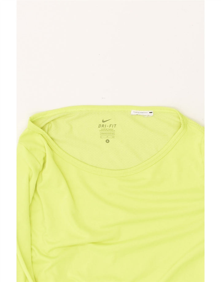 Damska koszulka NIKE Dri Fit z długim rękawem, UK 10, mała, zielona, poliester