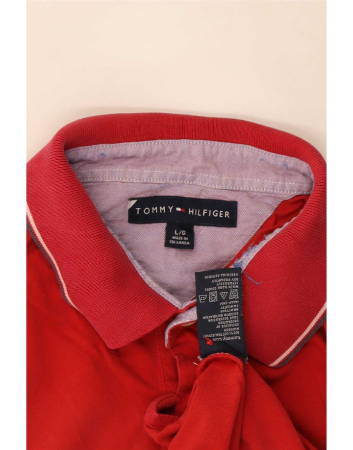Męska koszulka polo Tommy Hilfiger, duża, czerwona, bawełniana