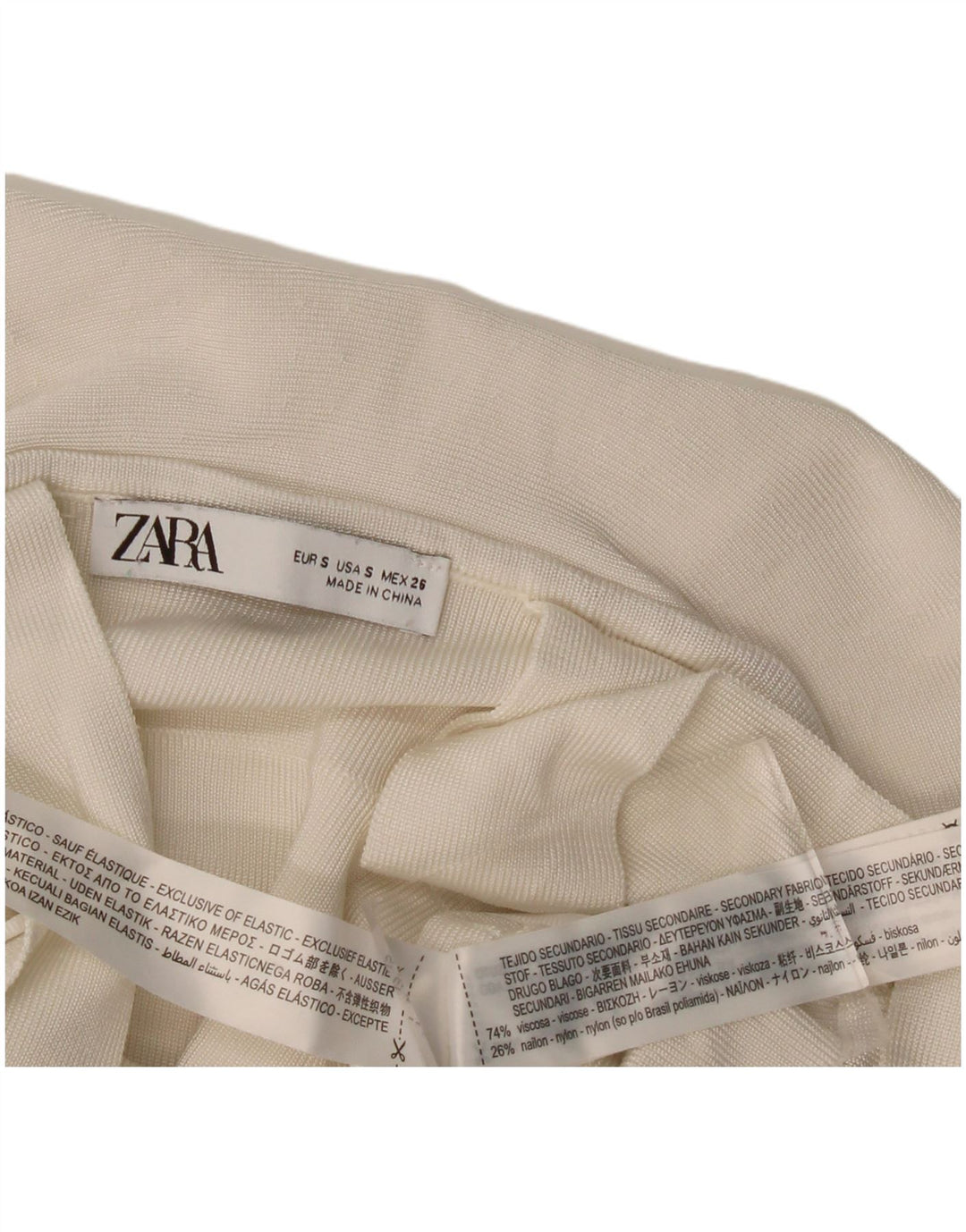 Damski top na ramiączkach Zara Crop Ruffle Front UK 8 Small Off White Wiskoza