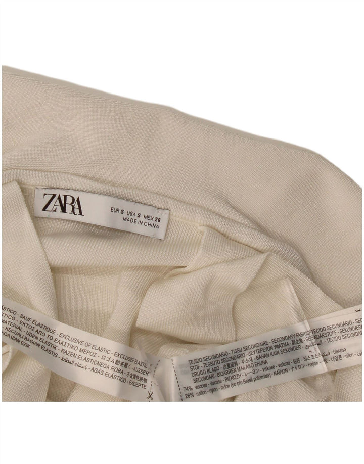 Damski top na ramiączkach Zara Crop Ruffle Front UK 8 Small Off White Wiskoza