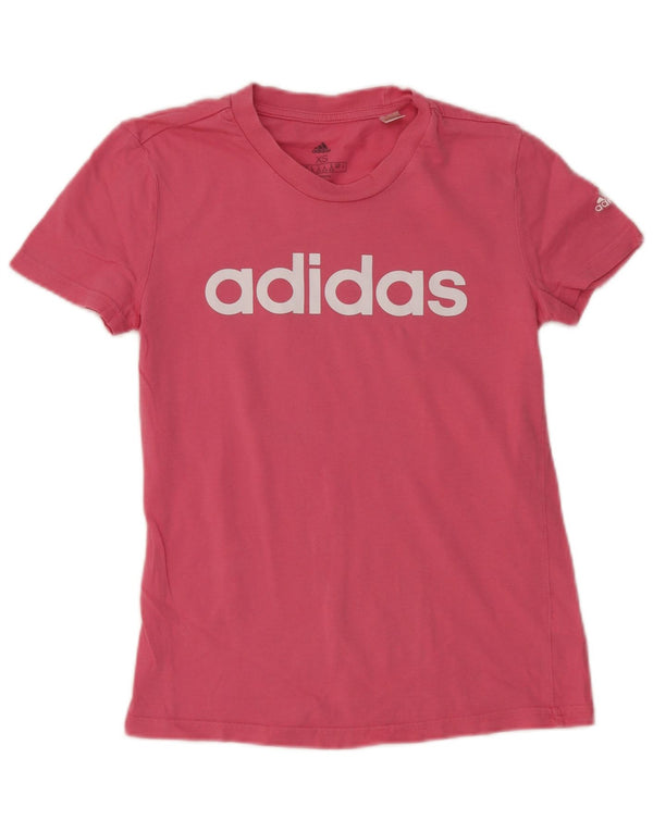 Damska koszulka graficzna Adidas Top UK 4/6 XS Różowa bawełna