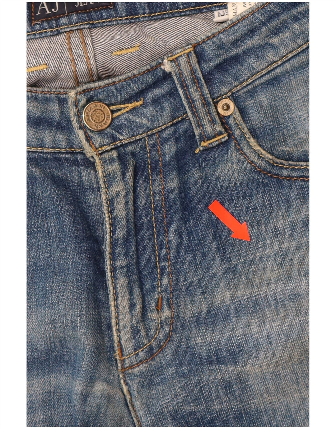 ARMANI Damskie proste dżinsy w kolorze indygo W27 L28 Niebieskie bawełniane