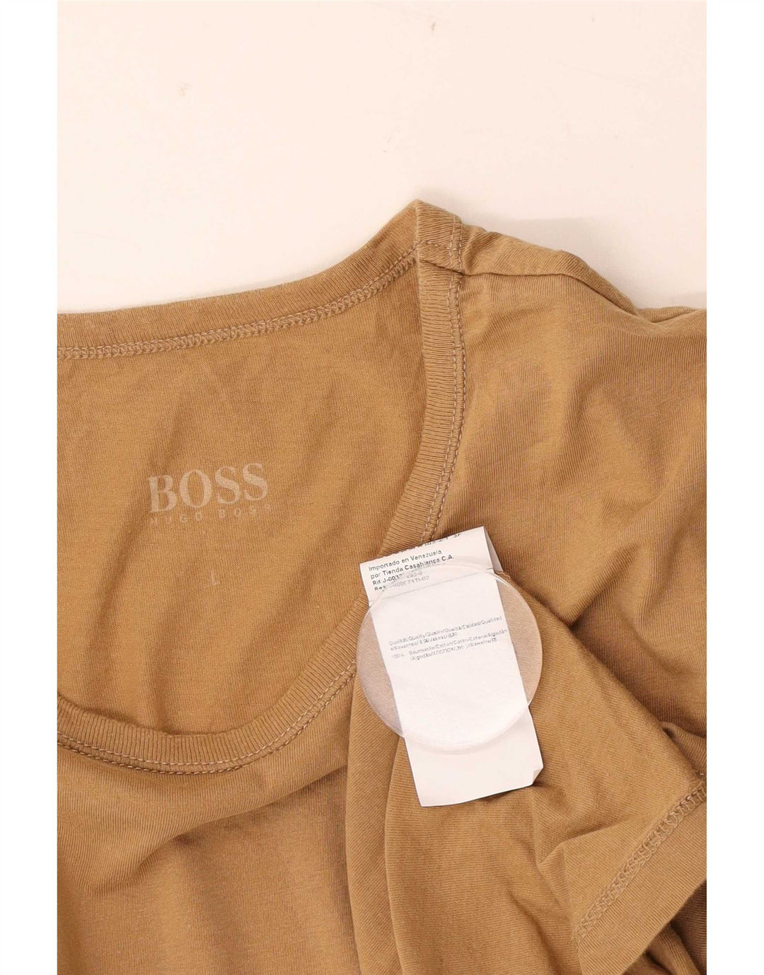 T-shirt męski Hugo Boss, duży, beżowy, bawełniany