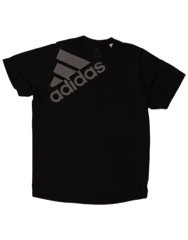 Męski T-shirt ADIDAS Climalite z grafiką, duży, czarny poliester