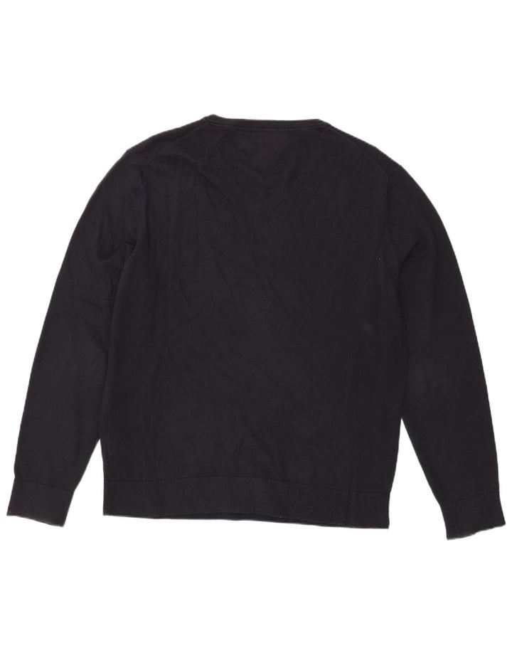 TOMMY HILFIGER Męski sweter z dekoltem w kształcie litery V, XL, granatowy, bawełniany