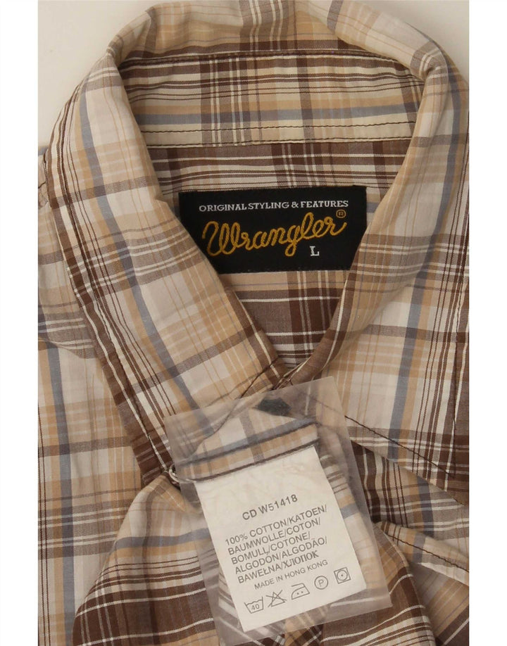 Koszula męska Wrangler, bawełniana, w dużą beżową kratkę