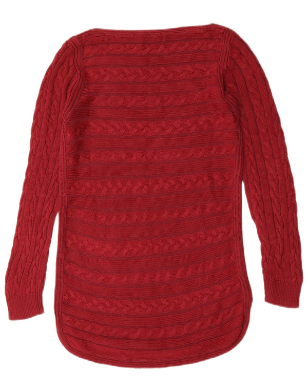 Ralph Lauren Womens Boat Neck Jumper Sweater UK 10 Small Burgundy Striped