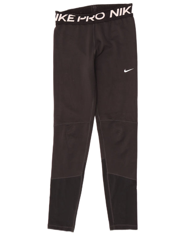Dziewczęce legginsy Nike Dri Fit z grafiką 13-14 lat XL, czarne, poliestrowe
