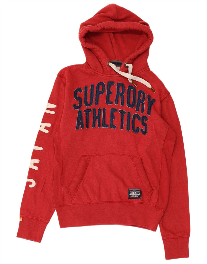 SUPERDRY Mens Graphic Hoodie Jumper Small Red Cotton