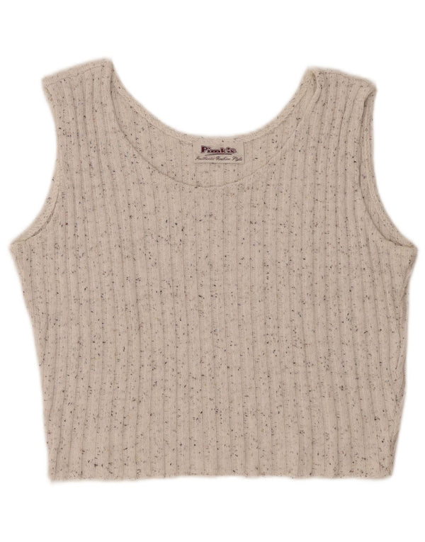 Damski podkoszulek bez rękawów PIMKIE z krótką kamizelką UK 12, średni złamanej bieli, nakrapiany