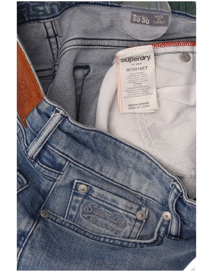 Męskie jeansy Superdry Slim W30 L27 Niebieskie, bawełniane