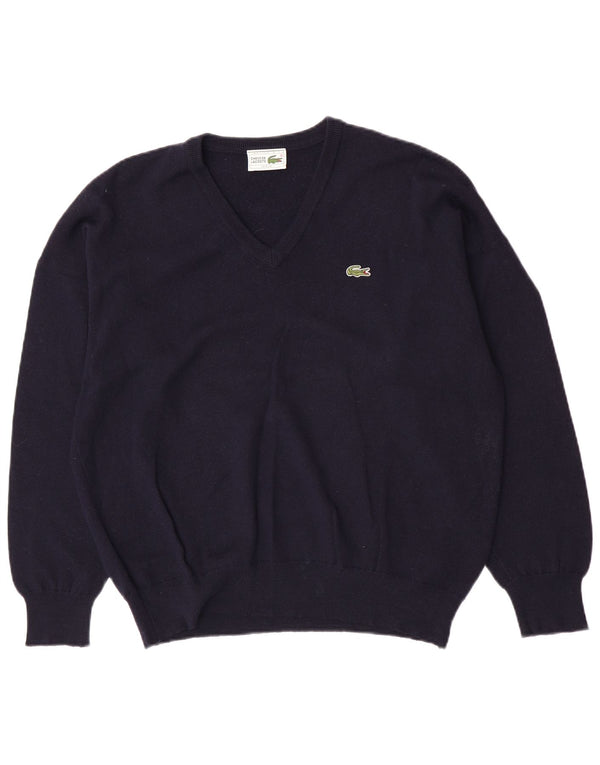 Lacoste Męski sweter z dekoltem w kształcie litery V, rozmiar 7, 2XL, granatowy, nowa wełna