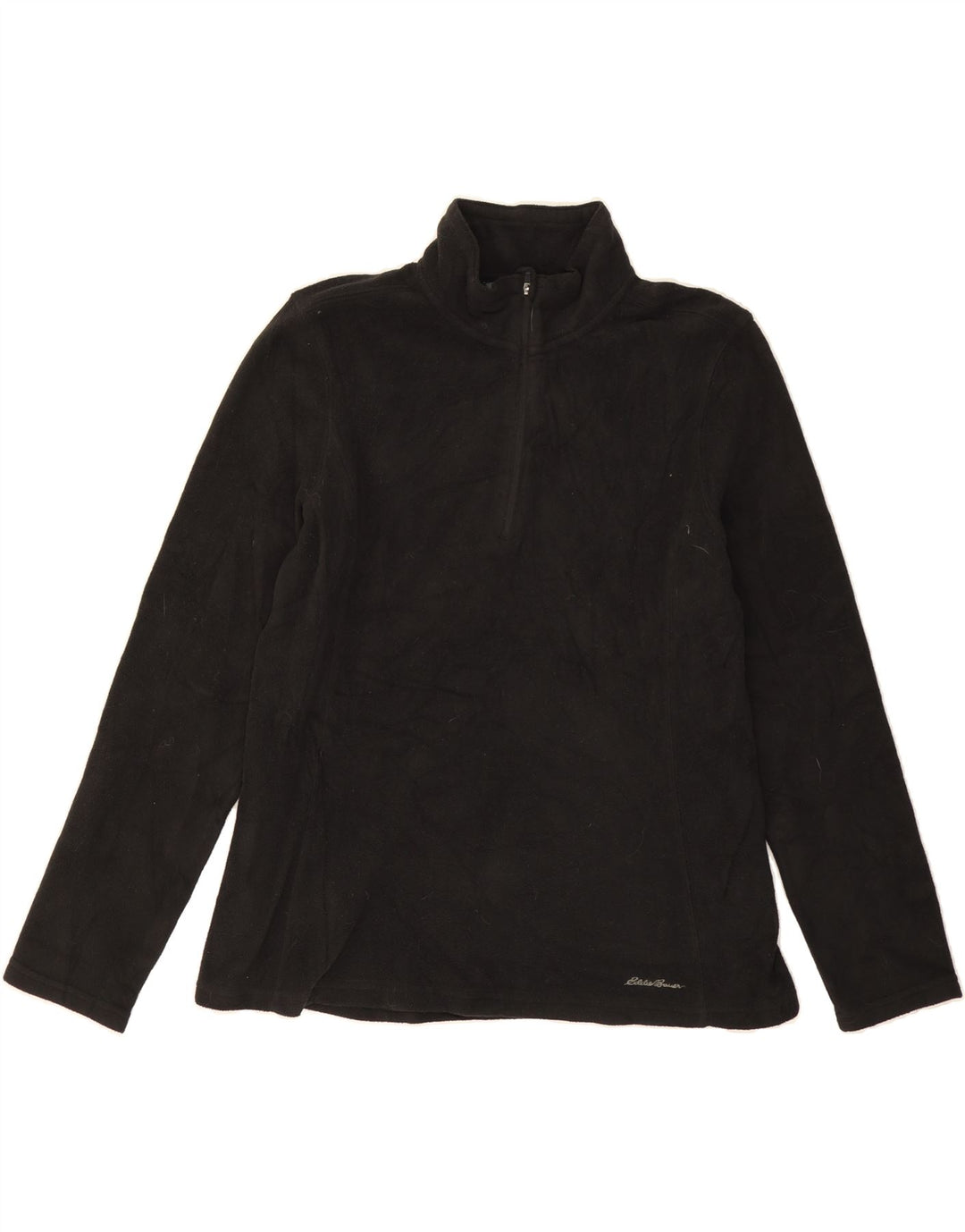 EDDIE BAUER Womens Zip Neck Fleece Jumper UK 16 Large Black Polyester Vintage Eddie Bauer and Second-Hand Eddie Bauer from Messina Hembry 