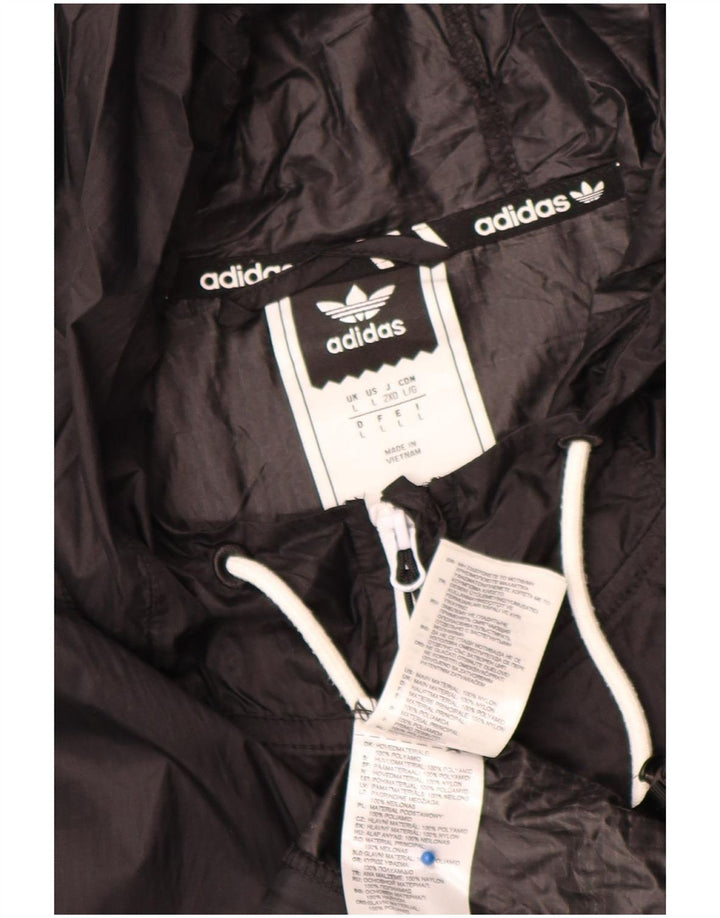 Męska kurtka przeciwdeszczowa Adidas z kapturem UK 40, duża, czarna nylonowa